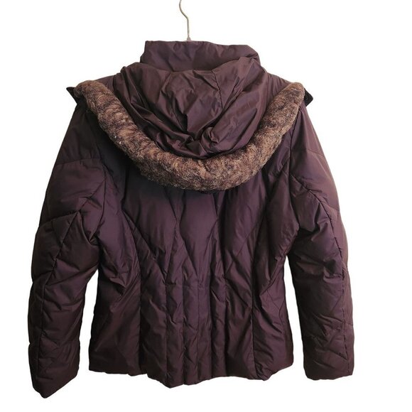 Calvin Klein Vintage Chocolate Brown Detachable Hood Down Jacket Size XL - Picture 2 of 7